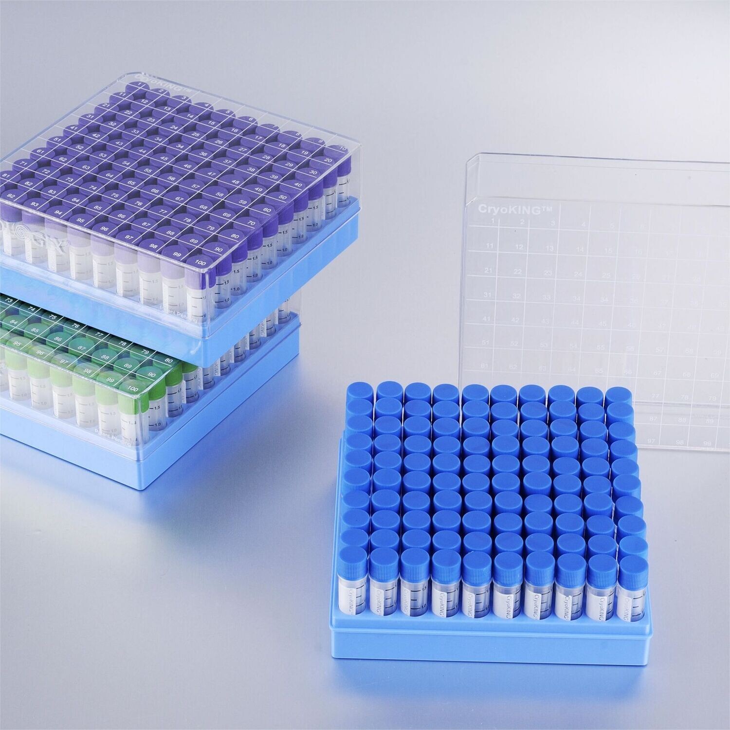 CryoKING® Racked Vials 0.5mL Vials +1in. Box (100-well), 6 Bags/Pack, 2 Packs/Case