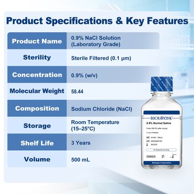 Biologix® 0.9% Normal Saline Solution, 500mL/Bottle