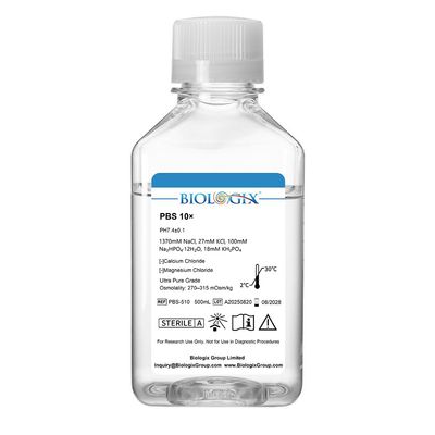 Biologix® PBS Buffer (10×), pH7.4, Sterile, 500mL/ Bottle, 10 Bottles/Case
