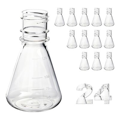 Biologix® 125ml Bacterial Culture Erlenmeyer Flasks, PC material, Flat bottom, 24 Pcs/Case