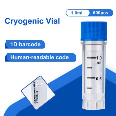 CryoKING® Cryogenic Vials with Side Bardcode-1.0 ml, External Thread, 25/Bag, 500/Pack, 1000/Case