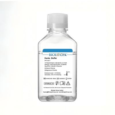 Biologix® Hanks Buffer (1×) (without Ca2+&amp;Mg2+), pH7.1-7.5, Sterile, 500mL/ Bottle, 10 Bottles/Case