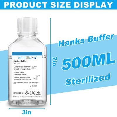 Biologix® Hanks Buffer (1×) (without Ca2+&amp;Mg2+), pH7.1-7.5, Sterile, 500mL/ Bottle