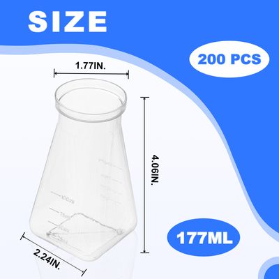 Biologix® Square Bottom Bottles, PP, 57*57*103mm, Volume：6oz (177mL), 200 bottles/bag, 1 bag/case