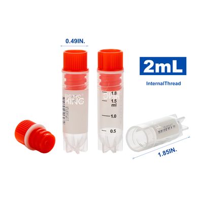 Biologix® Side-Coded Cryogenic Vials, 2mL, ​Internal Thread, O-ring, ​Clear, 25 Sets/ Bag, 20 Bags/Pack, 2 Packs/Case, 1000 Sets/Case​