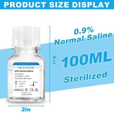 Biologix® 0.9% Normal saline，Sterile，100mL/ Bottle, 20 Bottles/Case