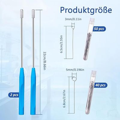 Biologix® Reusable Nichrome Inoculation Loops, 90 Pcs with 2 Copper Handles, 3 mm & 5 mm Diameters, for Microbiology, Mycology and Laboratory Research