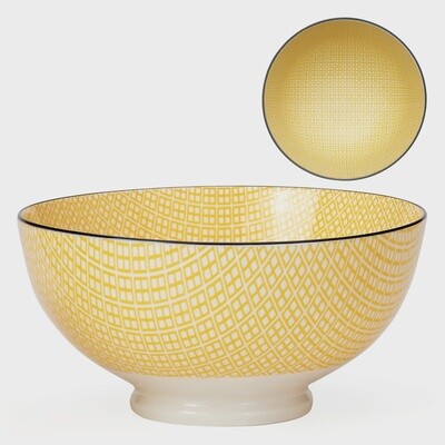 Kiri Porcelain 56 oz 8&quot; Diameter Bowl - Yellow with Black Trim