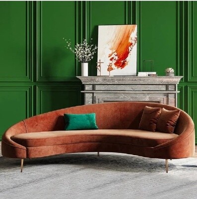 Modern Bronze Velvet Curved 3 Seaters Sofa (95”)