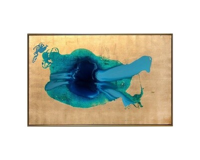 Ink Spill - 60&quot; X 40&quot; - Gold Floater Frame