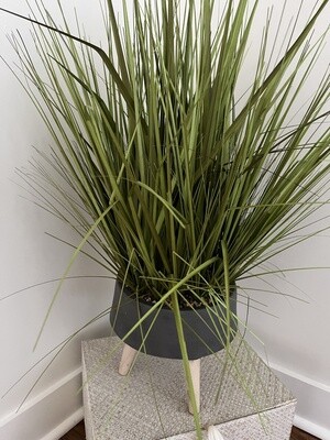 Black Modern Planter with faux grass