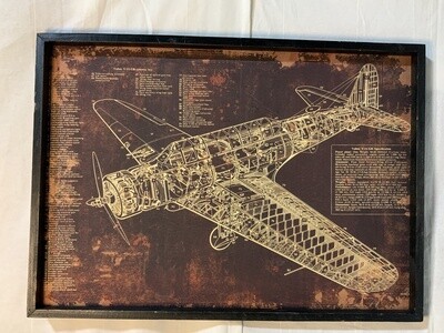 19.5”x27.5” Airplane Diagram Rustic Art