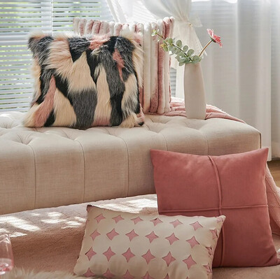 Pink Plush Patchwork Pillow (18X18)