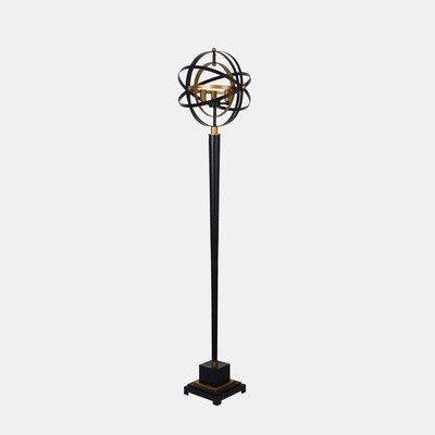 Metal 60&quot; Armillary Floor Lamp,black/bronze