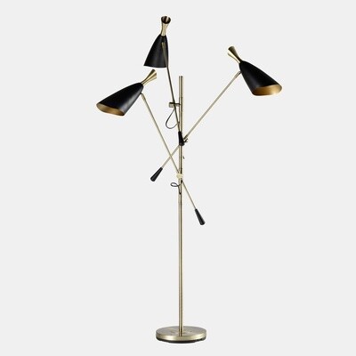 Metal 77&quot; 3-light Floor Lamp, Gold/black Kd
