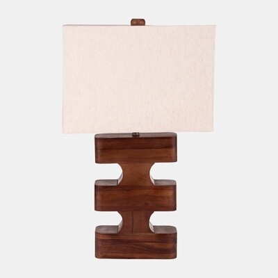 Wood, 26&quot;h Geometric Lamp, Brown