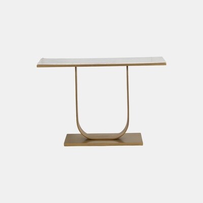 Metal/marble, 47x32 Accent Table, Gold/white