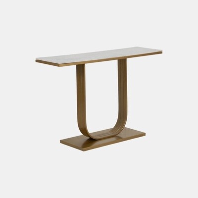 Metal/marble, 47x32 Accent Table, Gold/white