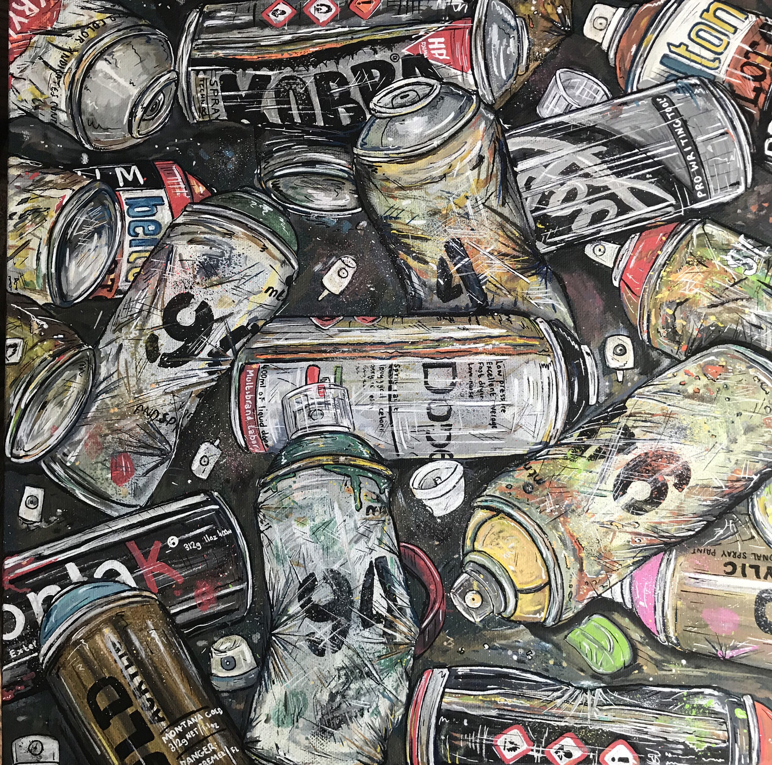 Spray Cans - Original Painting On Canvas