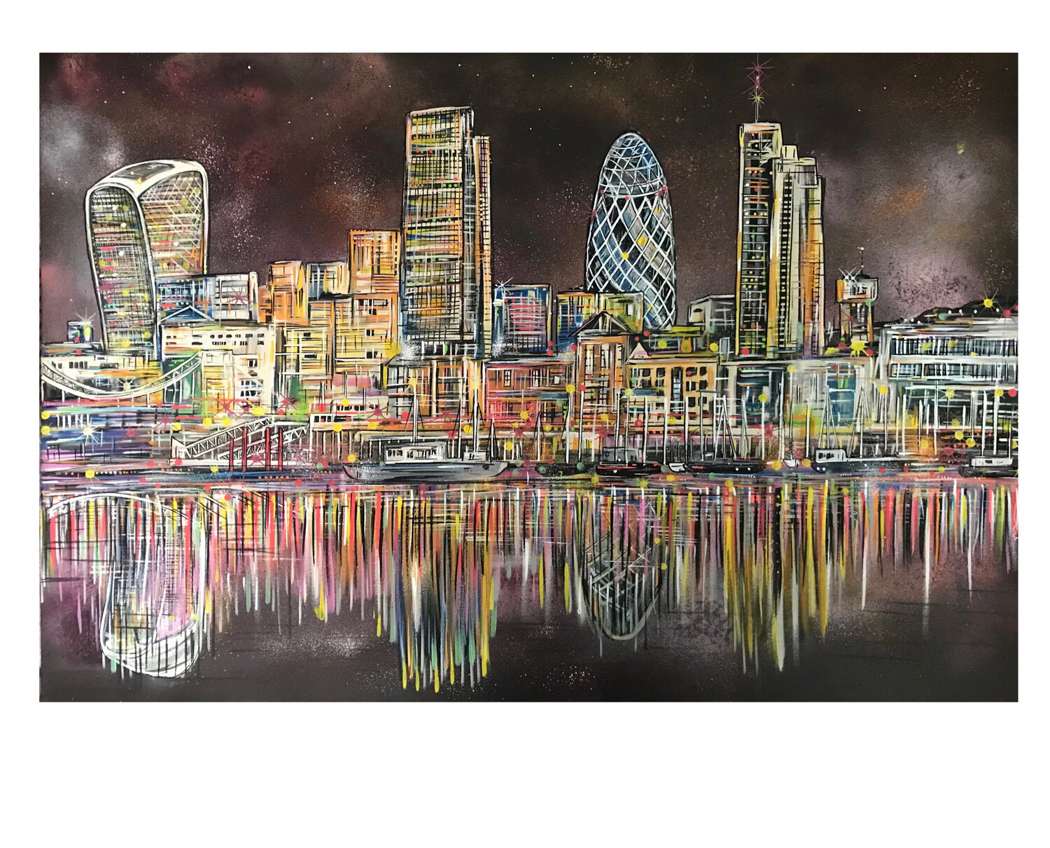 London Skyline At Night - Original Canvas