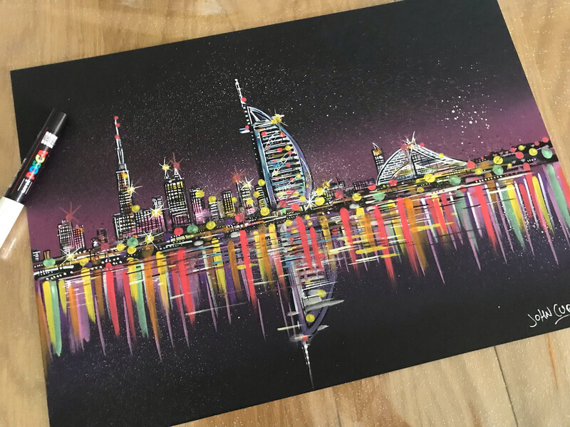 Dubai Skyline - Original Painting On Card