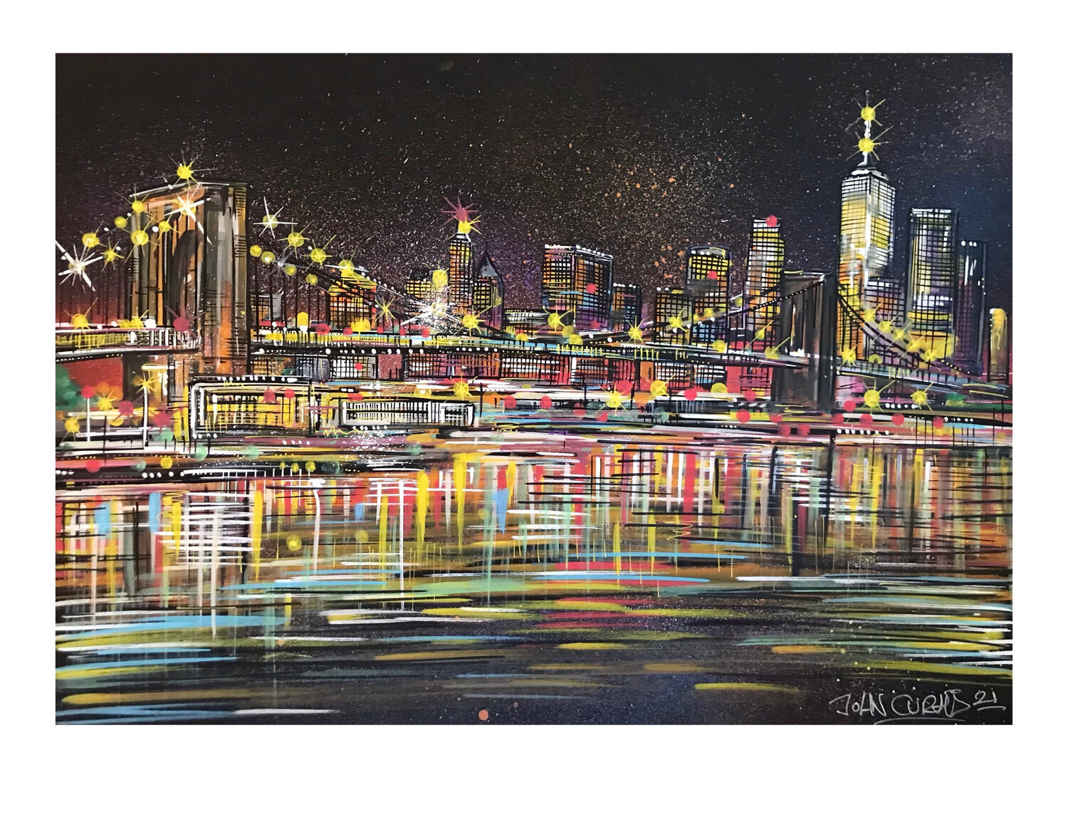 Brooklyn Bridge - Original Painting On Card