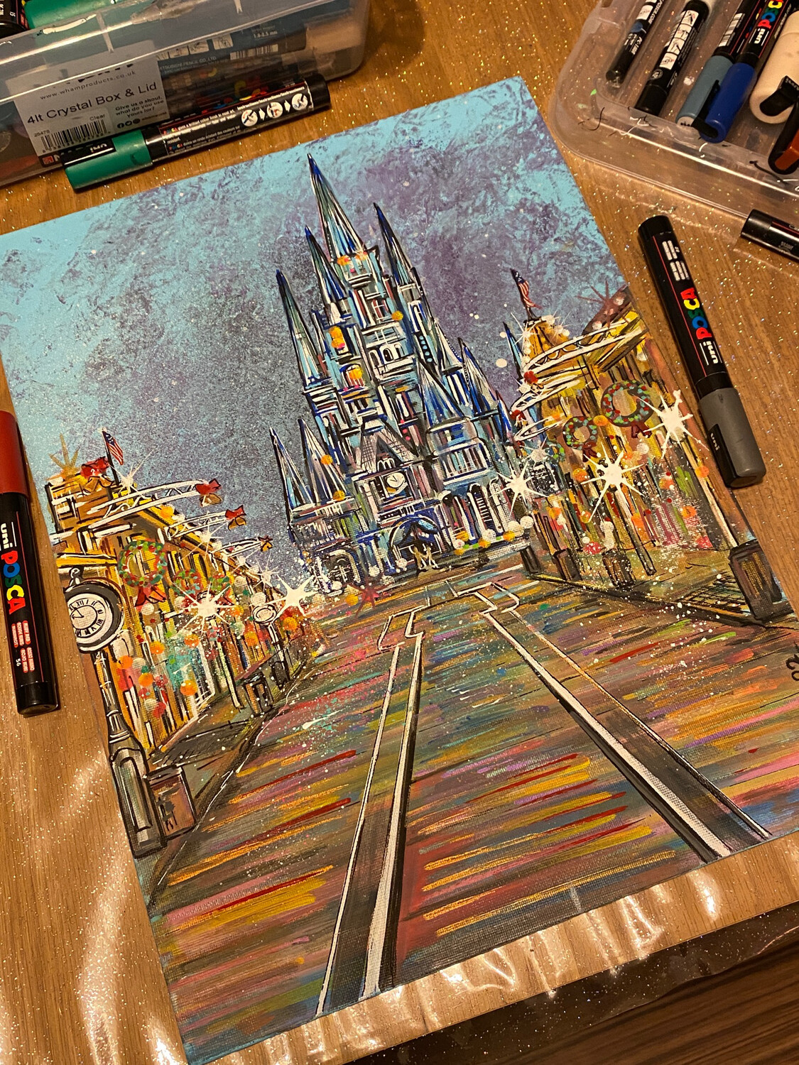 Main Street USA - Original Painting On Canvas Board