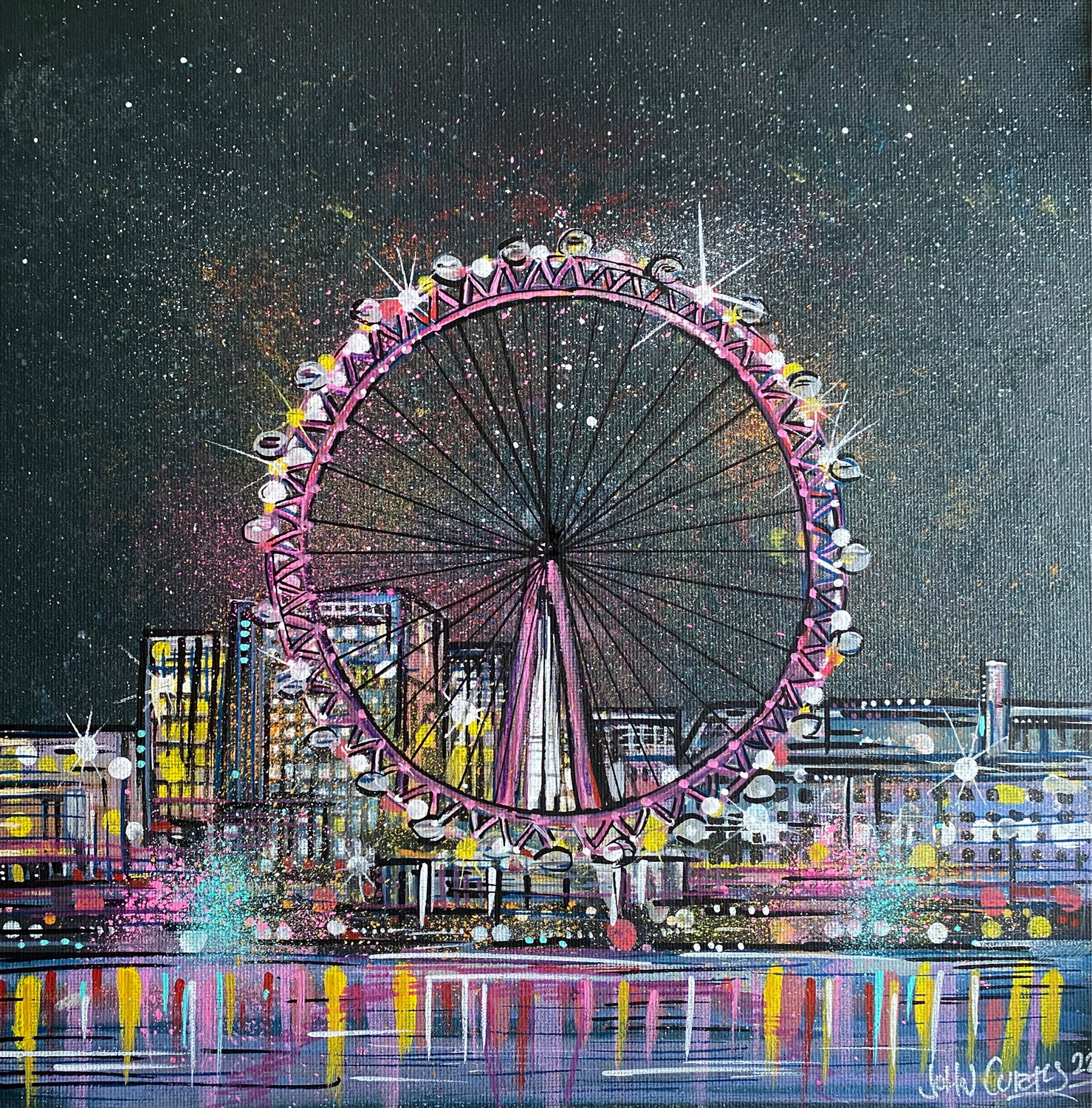 London Eye - Original On Canvas Board