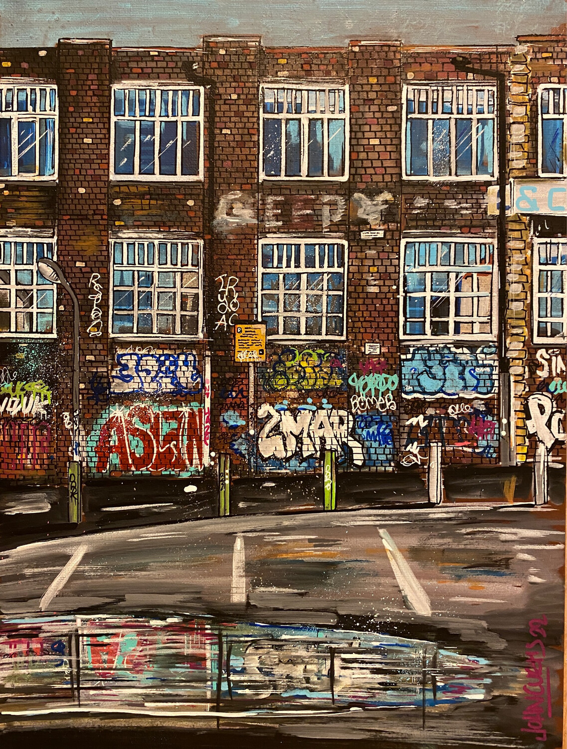Graffiti Reflections- Montpellier - Original Painting On Canvas Board 
