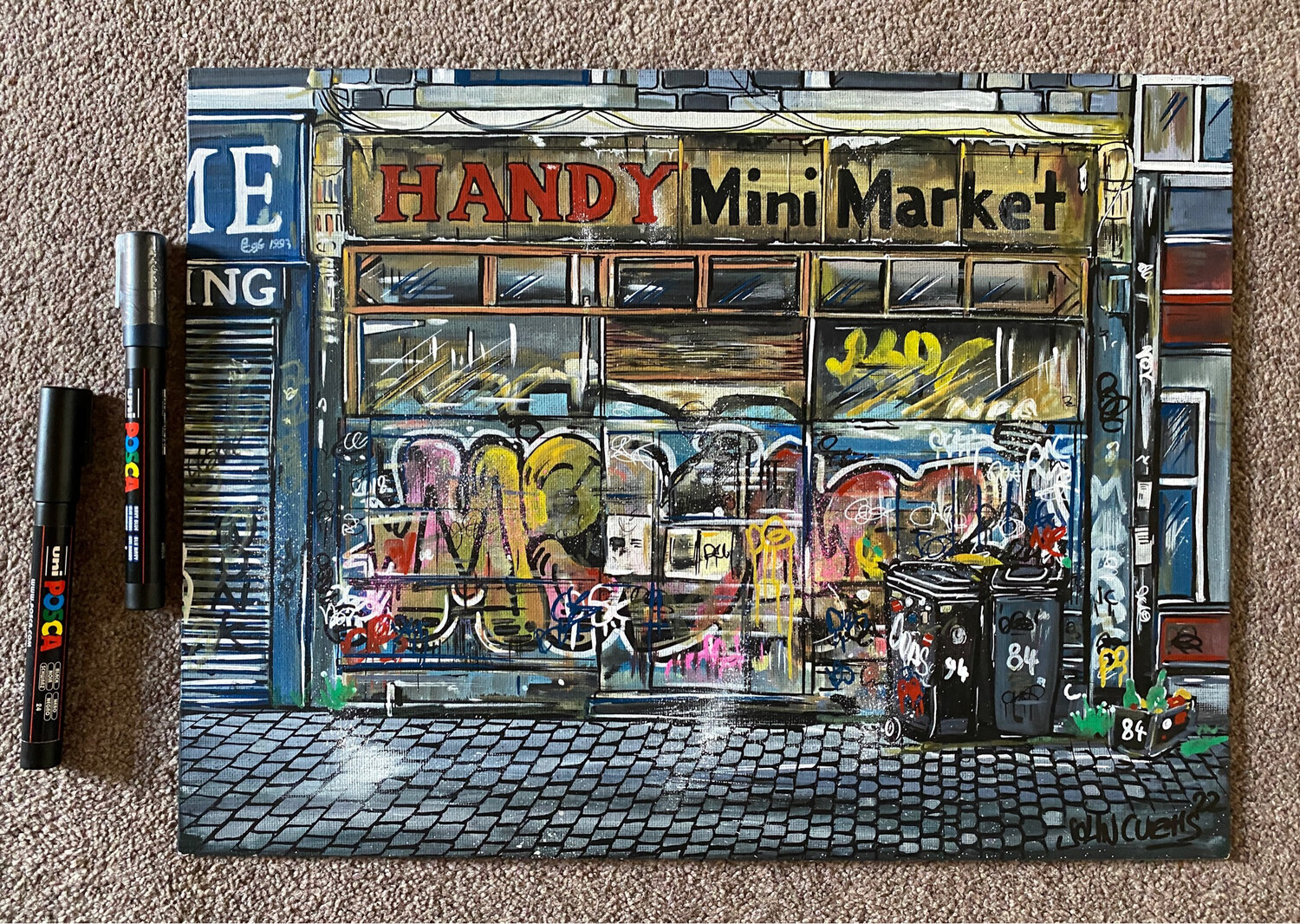 Handy Mini Market  - Original Painting On Canvas Board 