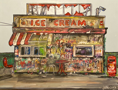 Ice Cream - Original Painting On Canvas Board 