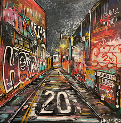 Hepburn Road At Night- Original On Canvas Board