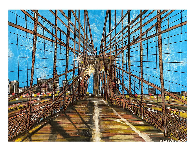 Brooklyn Bridge - Original Painting On Canvas Board 