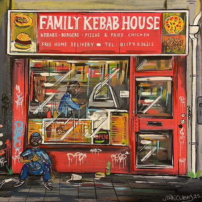 Family Kebab - Original On Canvas Board