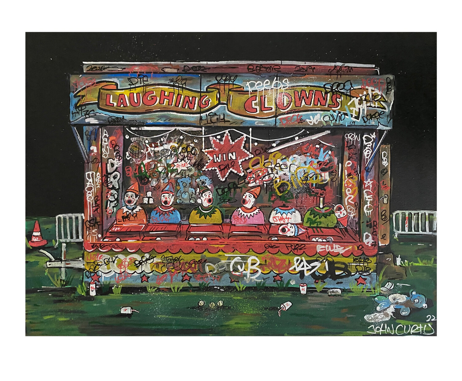 Laughing Clowns - Original Painting On Canvas Board 