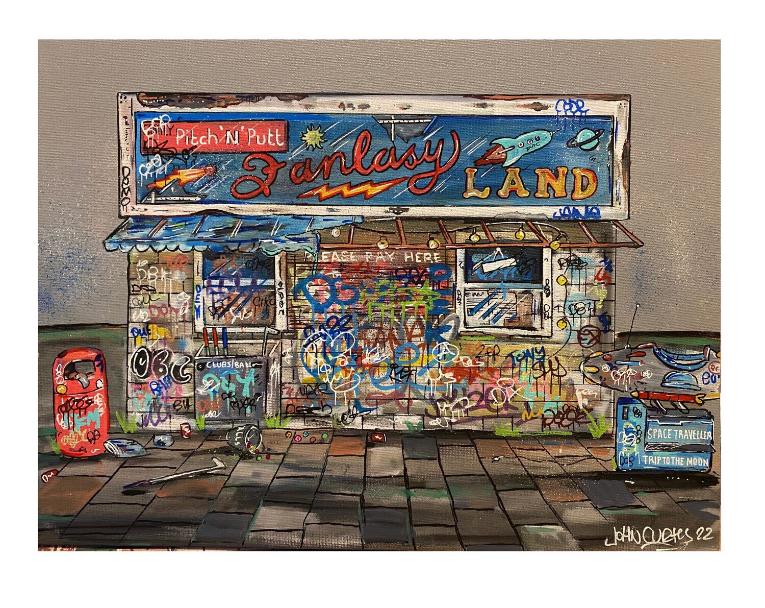 Pitch N Put - Original Painting On Canvas Board 