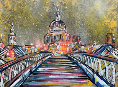 Millennium Bridge - Original Painting On Canvas Board 