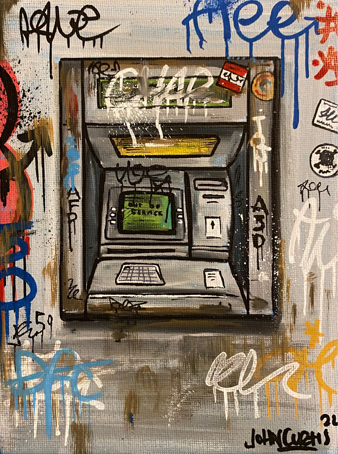 Out Of Service - Framed Mini Painting On Canvas Board