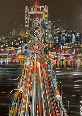 Oakland Bay Bridge - Original Painting On Canvas Board 