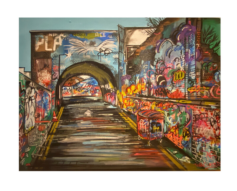 Graffiti Tunnel- Original Painting On Canvas Board 