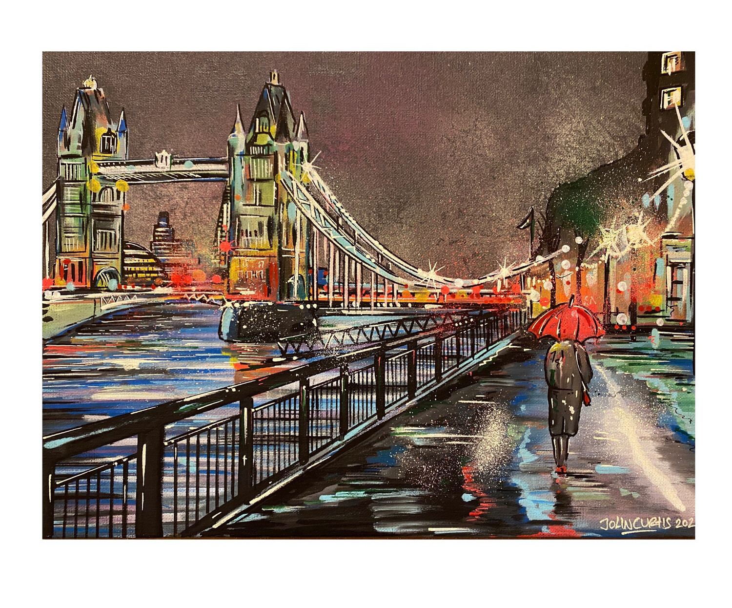 London Rain - Original Painting On Canvas Board