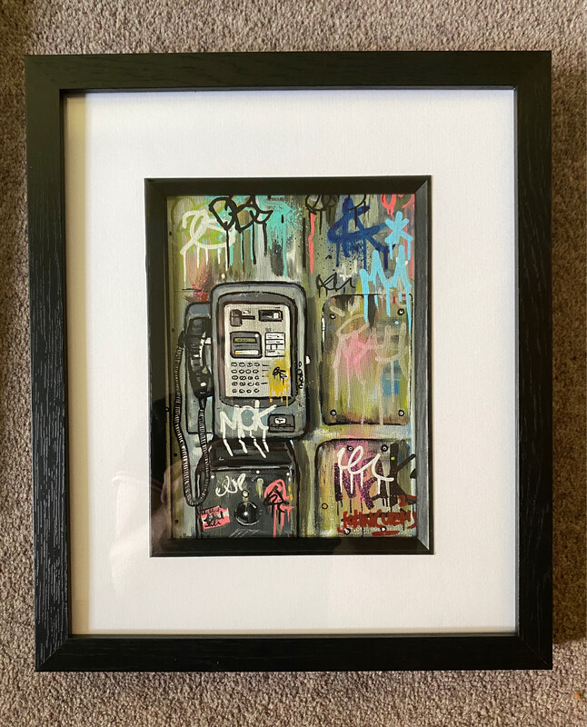 Telephone Box - Framed Mini Painting On Canvas Board
