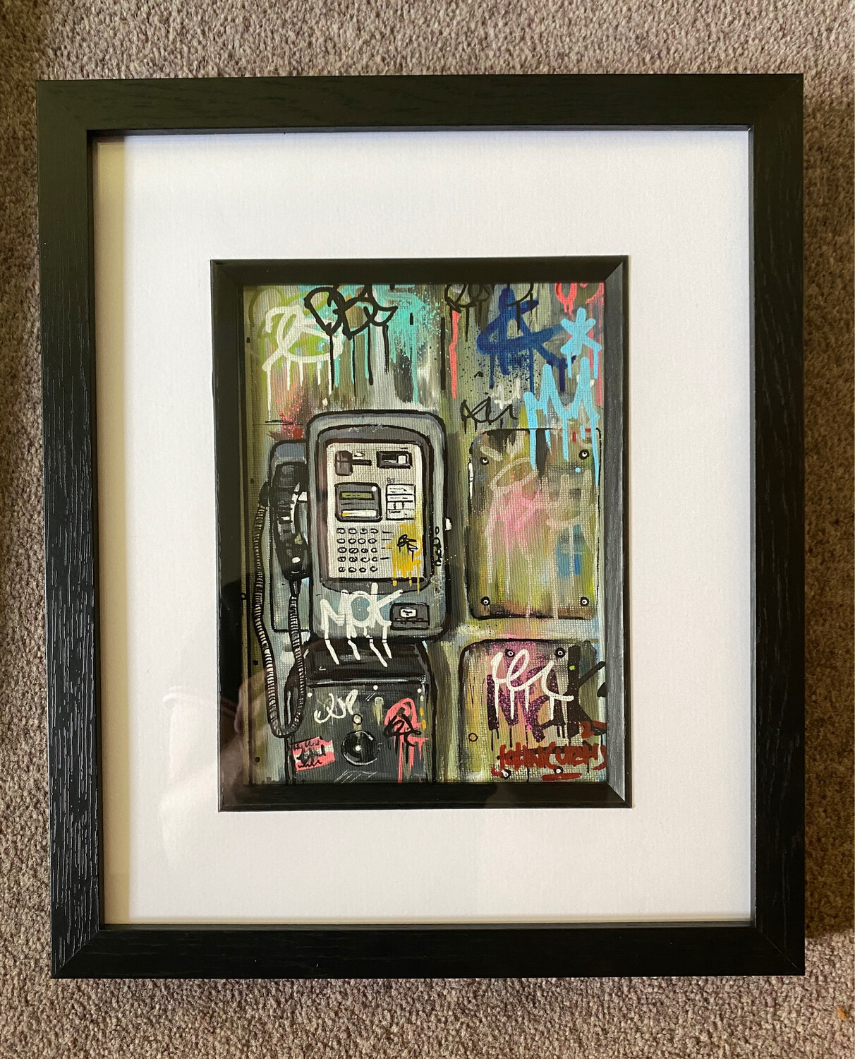 Telephone Box - Framed Mini Painting On Canvas Board