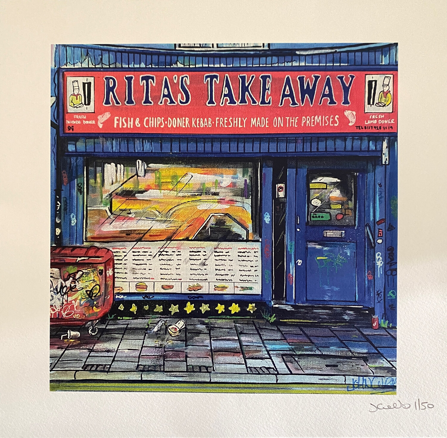 Rita’s Kebab Shop - Limited Edition Square 30x30cm Size Print