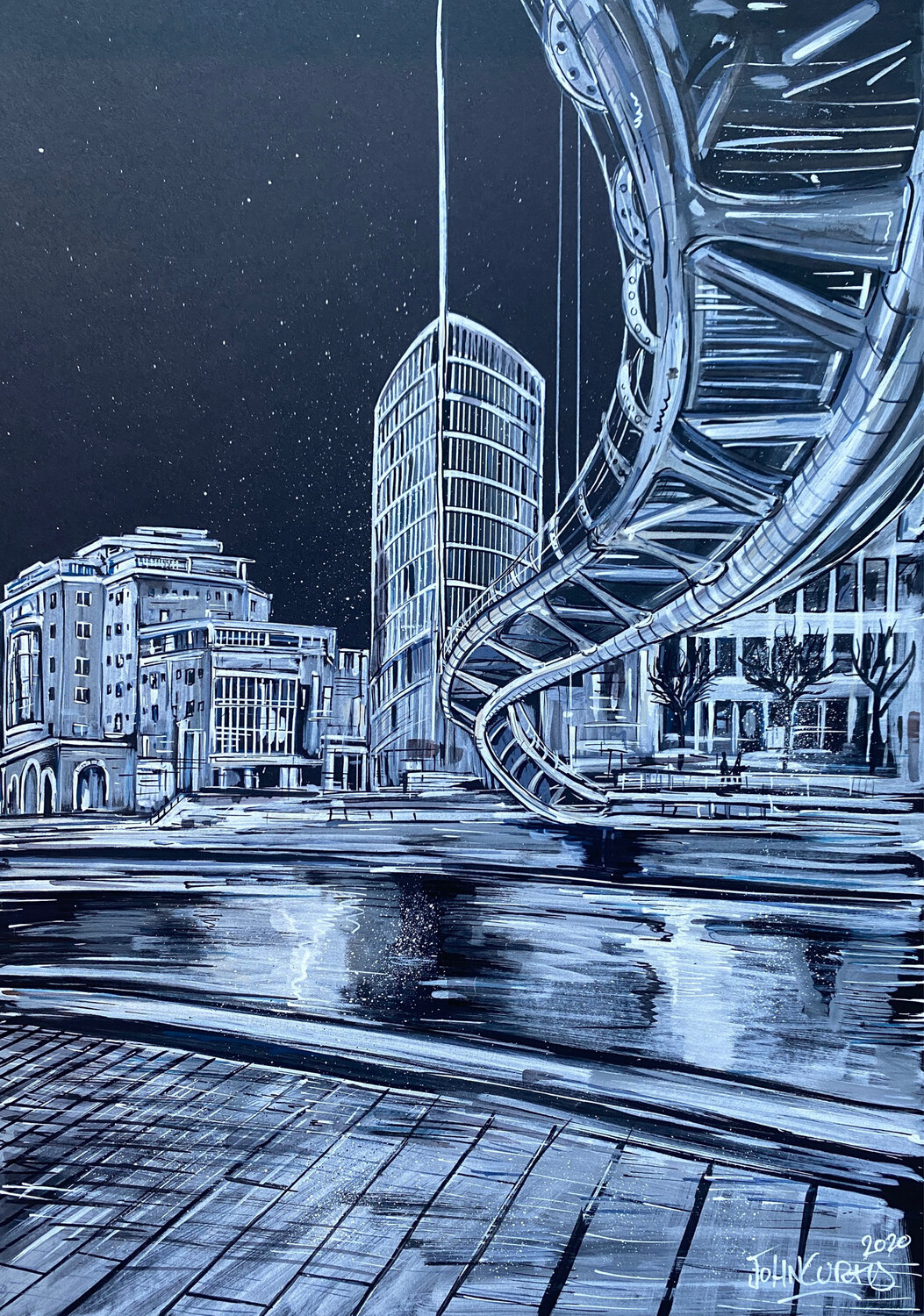 Valentines Bridge - Original Painting On Card