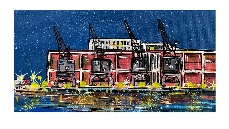 Bristol harbourside & Cranes - Mini Canvas Bristol harbourside & Cranes - Mini Canvas