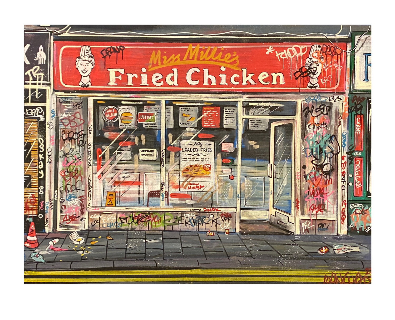 Fried Chicken - Original Painting On Canvas Board