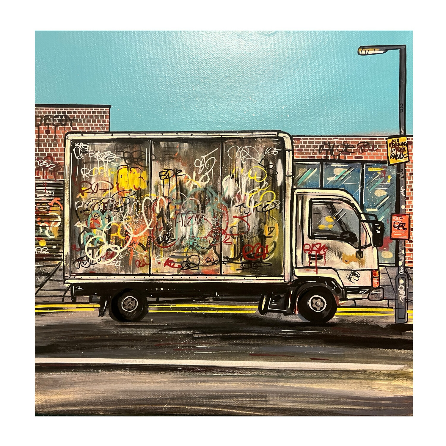Graffitied Truck - Original Painting On Canvas