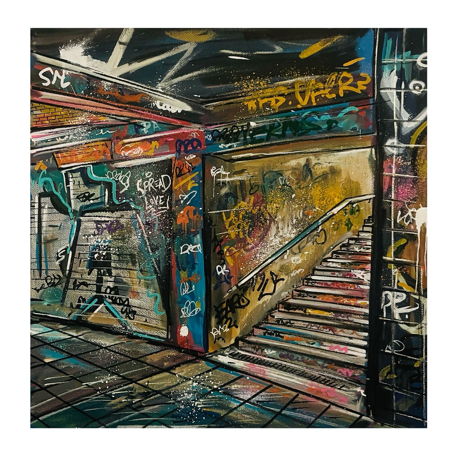 Leake Street Stairway - Original On Canvas
