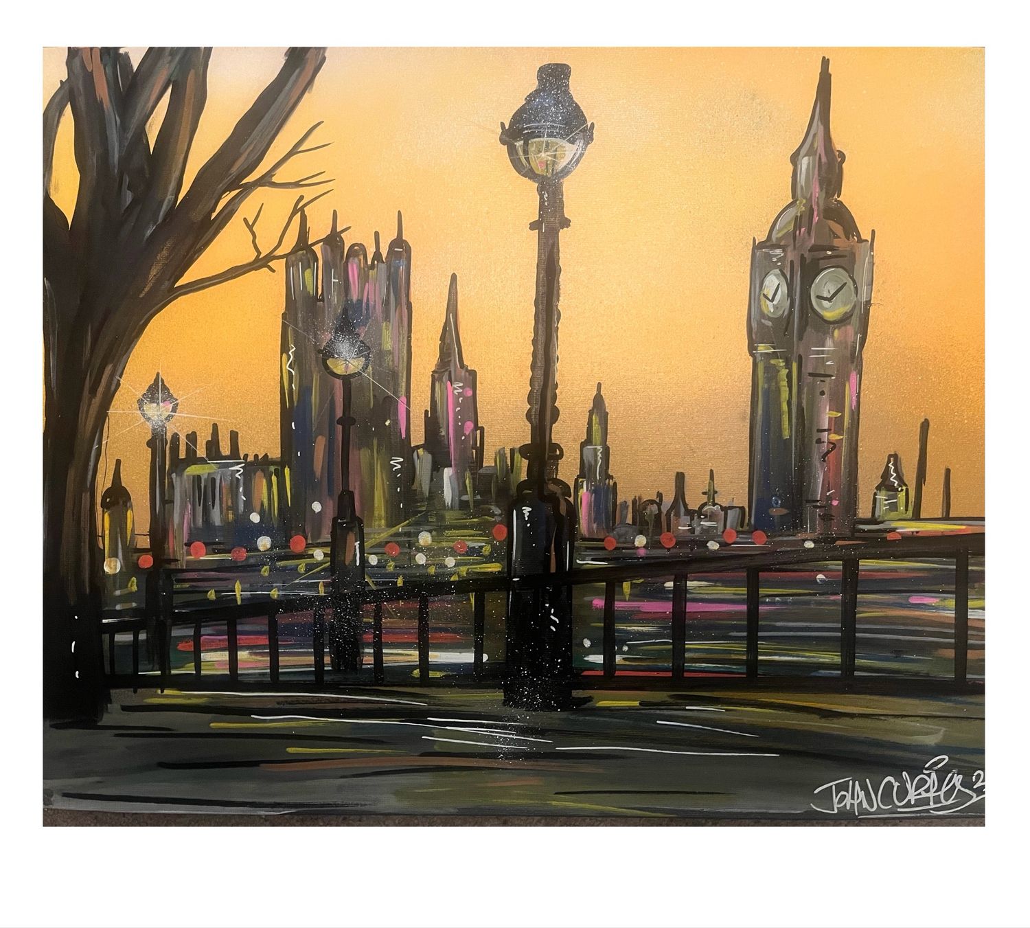 London Sunrise - Original On Canvas Board